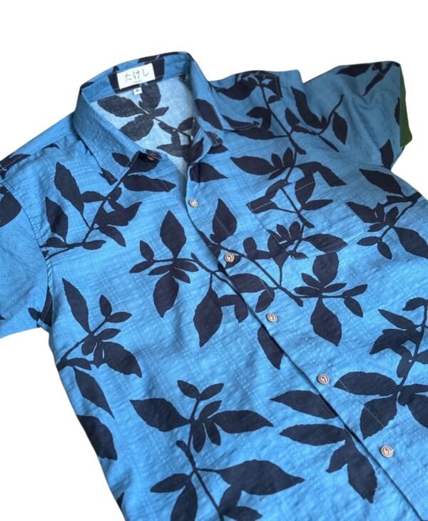 Camisa Hawaiana hojas azul