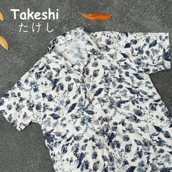 Camisa Hawaiana Acuarela Azul